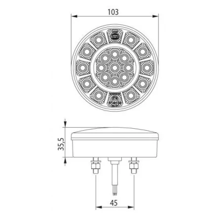 Feu arrière compact à Leds - 10/30 Volts - ø 103 x Ep 44 mm- IP67