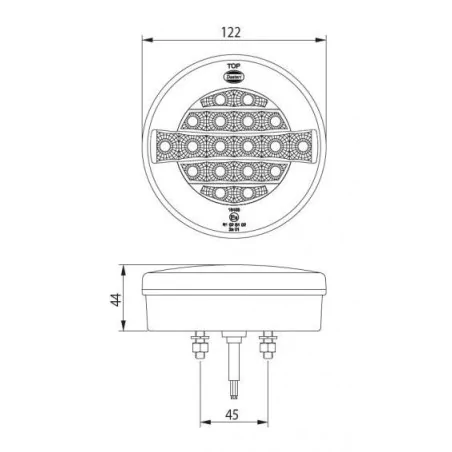 Feu arrière compact à Leds - 10/30 Volts - ø 122 x Ep 44 mm- IP67