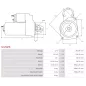 Démarreur 12V 2.5kW 9 dents AS-PL S0159, BOSCH 0001109302, 0001109303, 0001109313, 0001109334