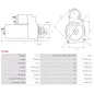 Démarreur 12V 2.20kW 11 dents AS-PL S0166, BOSCH 0001218023, 0001218125, 0001218158, 0001218175