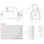 Démarreur 12V 1.70kW 9 dents Remplace BOSCH 0001108202, 0001108224, 0001108234, 0001108235, 0001108239