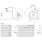 Démarreur 12V 2.00kW 9 dents Remplace AS-PL S0188, BOSCH 0001109035, 0986022440, 1986S00722, CARGO 112534