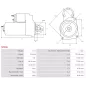 Démarreur 12V 2.20kW 9 dents AS-PL S0206, BOSCH 0001218177, 0986017960, CARGO 114233, CHRYSLER 035532045F