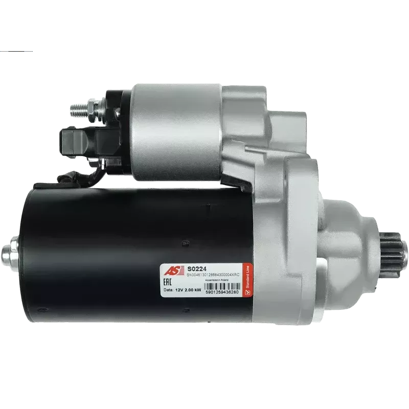 Démarreur 12V 2.00kW 10 dents AS-PL S0224, BOSCH 0001125021, 0001125022, 0001125051, 0001125052