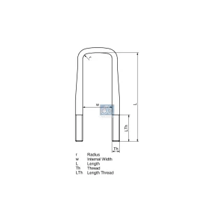 Bride de ressort, r: 25 mm, R: 130 mm, M30 x 3,5, LTh: 90 mm, L: 404 mm, w: 95 mm, 10.9 Pour Scania L, P, G, R, S-Serie