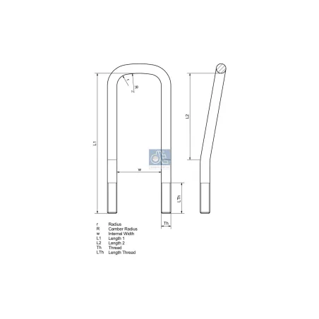 Bride de ressort DT Spare Parts 1.25402, M22 x 2,5, LTh: 55 mm, L: 325 mm, w: 105 mm Pour Scania 3-Serie - 1377701