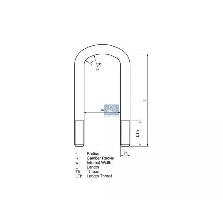 Bride de ressort, r: 15 mm, R: 140 mm, M24 x 3, LTh: 70 mm, L: 280 mm, w: 103 mm Pour Scania 3-Serie, 4-Serie - 1344870