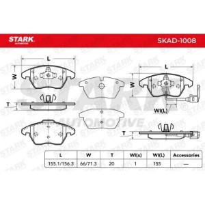 Plaquettes de frein AUDI 1K0698151, 3C0698151P, 5K0698151