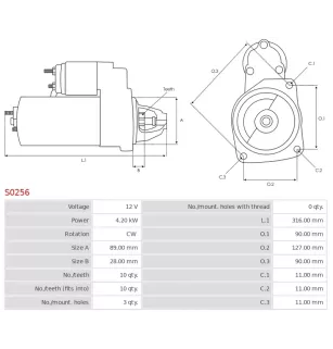 Démarreur 12V 4.20kW 10 dents AS-PL S0256, BOSCH 0001230021