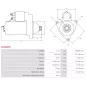 Démarreur 12V 2.00kW 13 dents BOSCH 0001145001, 0001145002, 0001153007, 0001153008, 0986025070