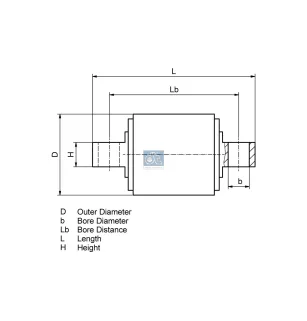 Kit de réparation, barre de réaction, D: 67 mm, b: 19 mm, Lb: 115 mm, L: 146 mm, H: 24 mm Pour MAN L/M/F/E 2000 - 504001436