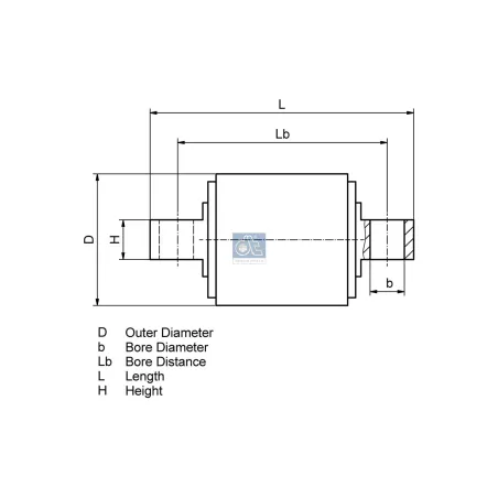 Kit de réparation, barre de réaction, D: 67 mm, b: 19 mm, Lb: 115 mm, L: 146 mm, H: 24 mm Pour MAN L/M/F/E 2000 - 504001436