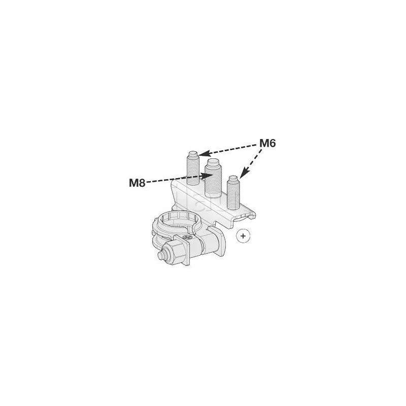 Terminali positivi batteria 3 connessioni: 1 asta M8 + 2 aste M6 Terminali positivi batteria 3 connessioni: 1 asta M8 + 2 aste M6
