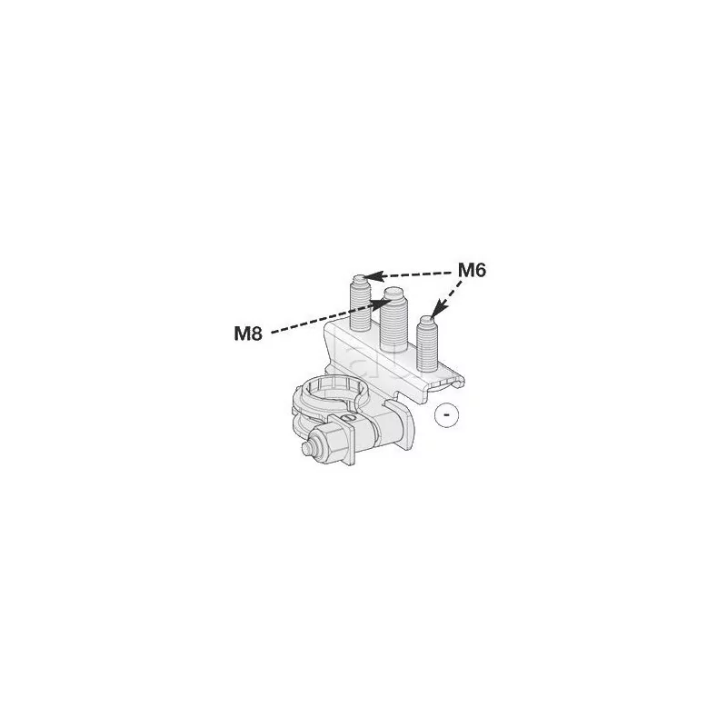 Batterieklemmen Minus 3 Anschlüsse: 1 M8-Stab + 2 M6-Stäbe Batterieklemmen Minus 3 Anschlüsse: 1 M8-Stab + 2 M6-Stäbe