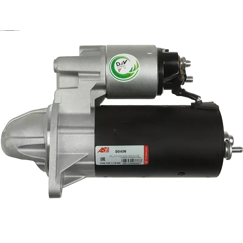 Démarreur 12V 1.70kW 9 dents BOSCH 6004AA3015, CARGO 113815, OPEL 6202052, 9007007, 9200890