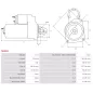 Démarreur 12V 3.00kW 9 dents AS-PL S0469 UD00188S, BOSCH 0001359025, 0001359072, 0001367007