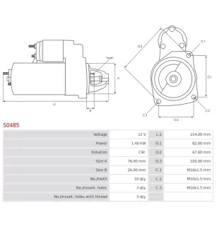Démarreur 12V 1.40kW Bosch S0485 UD11979S