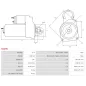 Démarreur 12V 1.00kW 9 dents AS-PL S0498, BOSCH 0001106014, 0001106025, 0986019940, CARGO 114051