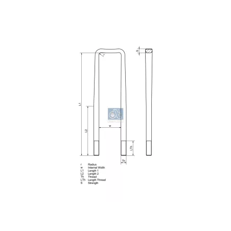 Bride de ressort, M24 x 3, LTh: 70 mm, L: 470 mm, w: 92 mm Pour Renault C-Serie, Renault D-Serie, Renault Premium - 7420442768