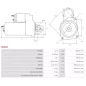 Démarreur 12V 1.40kW 9 dents AS-PL UD11976S, BOSCH 0001108173, 0986018050, CARGO 112080, DELCO DRS3773