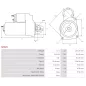 Démarreur 12V 1.40kW 10 dents AS-PL UD12020S, BOSCH 0001107478, 0001107479, DELCO DRS0223, FIAT 51808557