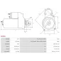 Démarreur 12V 2.20kW 10 dents AS-PL S0536, UD11922S, UD19696S, BOSCH 0001109275, 0001109280