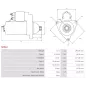 Démarreur 12V 1.70kW 13 dents AS-PL UD12354S, BOSCH 0001142003, 0001142004, 0986025220, CARGO 115338