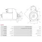 Démarreur 12V 1.70kW 10 dents AS-PL S0576 UD12331S, BOSCH 0001138013, 0001138014, 0001138067