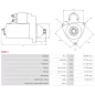 Démarreur 24V 6.00kW 12 dents AS-PL S0577 UD12033S, BOSCH 0001330011, MERCEDES 0061510001, A0061510001