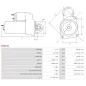 Démarreur 12V 1.40kW 9 dents AS-PL UD12963S, BOSCH 0001108207, 0001108228, 0001108229, VW 07C911023D