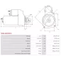 Démarreur 12V 2.50kW 9 dents AS-PL UD805213(BOSCH)S, BOSCH 0001109306, 0001109307, 0001109366, 0001109371