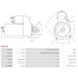 Démarreur 12V 1.70kW 10 dents AS-PL S0624S, UD13767S, UD805275(DENSO)S, BOSCH 0001138019, 0001138020