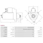 Démarreur 12V 2.00kW 13 dents AS-PL S0632S, UD13943S, BOSCH 0001153005, 0001153006, 0986026160