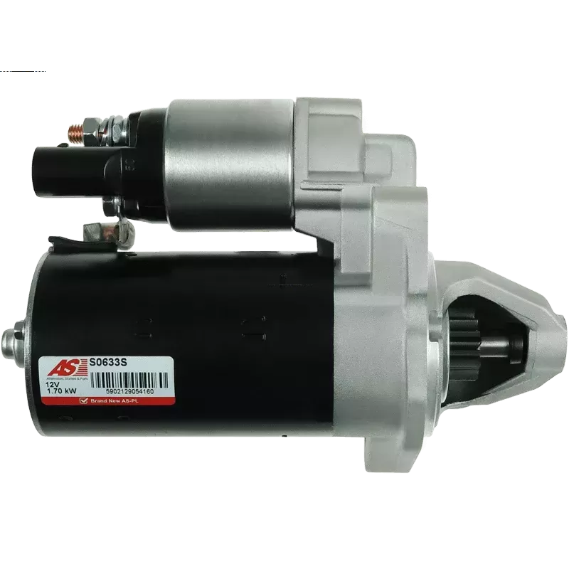 Démarreur 12V 1.70kW 9 dents AS-PL UD13935S, BOSCH 0001108206, DELCO DRS0373, VW 07C911023D, 07C911023F