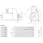 Démarreur 12V 2.40kW 9 dents AS-PL UD12678S, BOSCH 0001362072, CASE 141100090733, ISKRA / LETRIKA 11.130.709, KHD 01300100