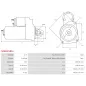 Démarreur 12V 1.80kW 9 dents AS-PL UD03946(SEG)S, BOSCH 0001110022, 0001110023, 0001110045, 0001110046