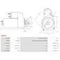 Démarreur 12V 0.90kW 9 dents AS-PL S0684S, UD00046S, BMW 12411489994, 12411517327, 12414542741