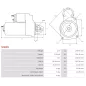 Démarreur 12V 2.60kW 9 dents AS-PL S0698S, UD15242S, BOSCH 0001109405, 1986S10035, CARGO 116369