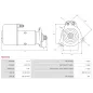 Démarreur 12V 3.60kW 9 dents AS-PL UD16655S, BOSCH 0001418005, CARGO 116510, DELCO 19024002, FIAT 0000008814