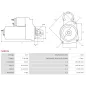 Démarreur 12V 1.80kW 9 dents AS-PL S0833S, UD16900S, BOSCH 0001109032, 0001109047, 0001314003