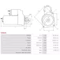 Démarreur 12V 3.00kW 9 dents AS-PL UD16929S, BOSCH 0001367061, CASE 245927C91, 245927C93, 3EFFE STRS455