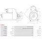 Démarreur 12V 1.90kW 11 dents AS-PL UD16928S, BOSCH 0001354113, 0001366011, 3EFFE STRL669, BOMAG 05710922