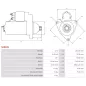 Démarreur 12V 2.00kW 11 dents AS-PL UD16901S, UD47732S, BOSCH 0001109049, 0001317024, ELECTROLOG STR1508