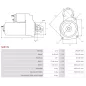 Démarreur 12V 2.00kW 9 dents AS-PL S0872S, UD17267S, BOSCH 0001109204, 0001109340, 0001109341