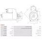 Démarreur 12V 1.10kW 9 dents AS-PL S0884S, UD18652S, BOSCH 0001107433, 0001107434, 0986018480