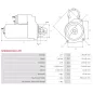 Démarreur 12V 2.40kW 9 dents AS-PL UD807560(BOSCH)S, BOSCH 0986011060, 0986011061, FIAT 42498138, 4711699