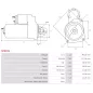 Démarreur 12V 3.00kW 9 dents AS-PL UD19708S, BOSCH 0001358031, EJD312BR14, RENAULT 0855196100, 3EFFE PRSE473