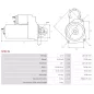 Démarreur 12V 1.20kW 10 dents AS-PL UD19702S, BOSCH 0001192082, 0001192083, FIAT 51890631, 51974929