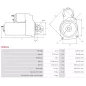 Démarreur 12V 1.70kW 12 dents AS-PL S0916S, UD91019S, BOSCH 0001174608, 0001174609, 0001174636