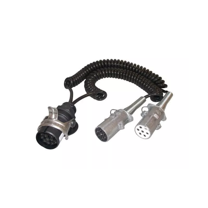 Adapter cords for tractors and semi-trailers equipped with 15 and 7 pole bases - 24 Volts